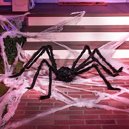 JOYIN Halloween Outdoor Decorations Giant Spider, 5 Ft Large Spider for Yard Lawn Garden Patio Scary Halloween Outside Decor, Indoor Haunted House Prop and Home Party Decor, Black