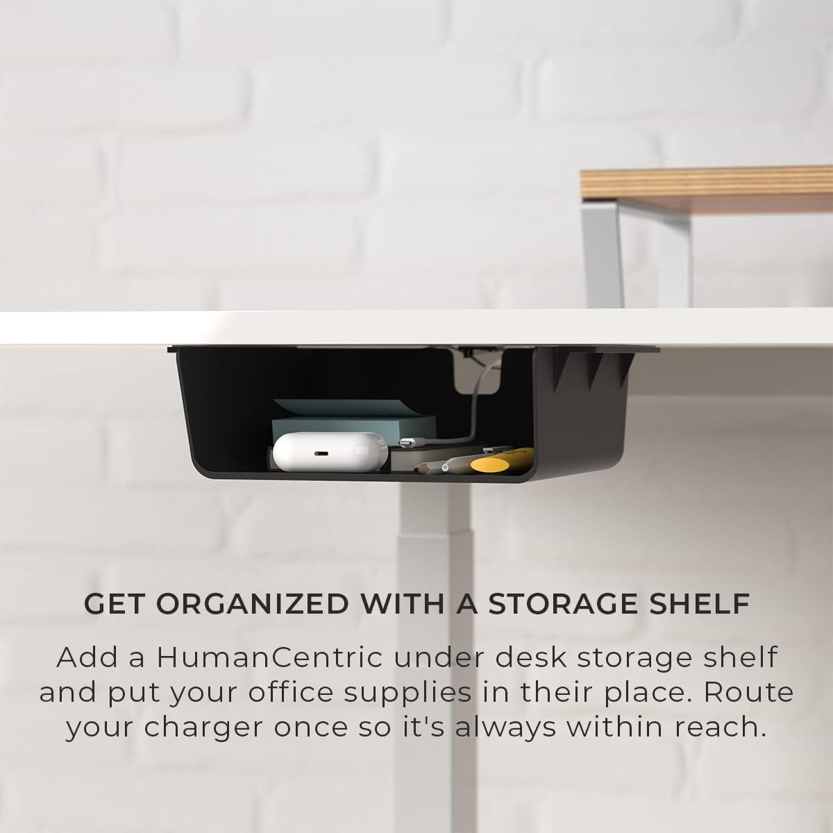 HumanCentric Under Desk Storage Shelf, Drawer Organizer | Office, Workstations, Tables, Sit Stand Desks, Gaming Setups