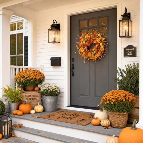 Pinkpum 22" Fall Wreath Front Door Artificial Daisy Wall Decor Autumn