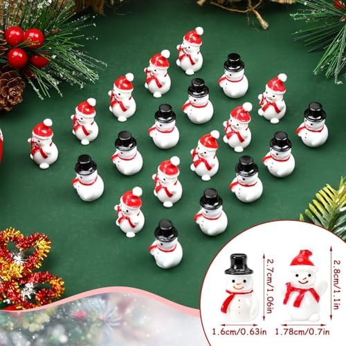 60 Pcs Mini Snowman Figurines Tiny Snowmen for Christmas Crafts