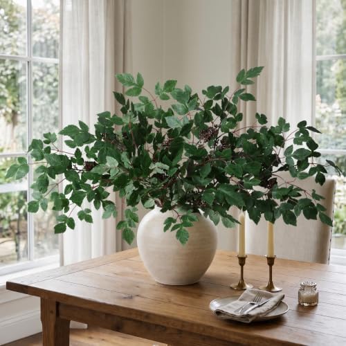 HyeFlora Artificial Cimicifuga Plant Leaf Spray Stems 4PCS Fake Greenery Branches 28.7 in Faux Leaves Real Touch Silk