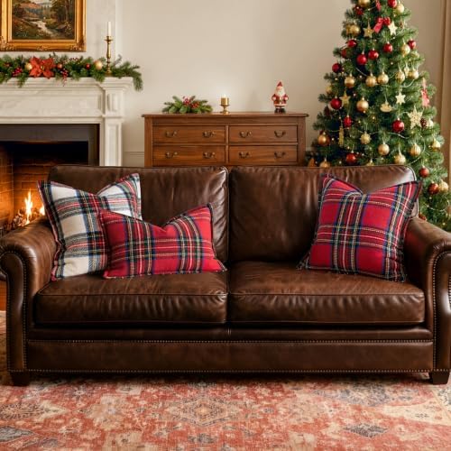 MIULEE Christmas Plaid Pillow Covers 20x12 Red Christmas Decorations for Home
