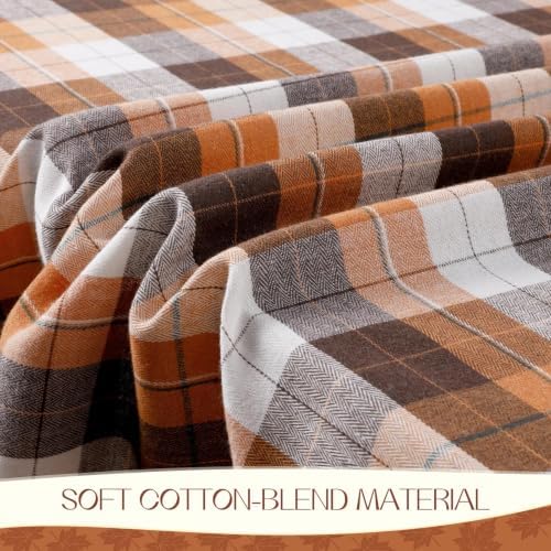 Romanstile Fall Checkered Tablecloth Rectangle, 60 x 84 Inch, Brown