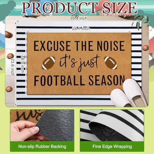 Tinideya 2 Pcs Football Layered Doormat Set for Game Day Front Porch