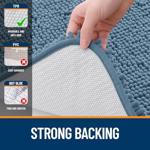 OLANLY Toilet Rugs U-Shaped 20x20, Soft Absorbent Chenille Contour Rugs