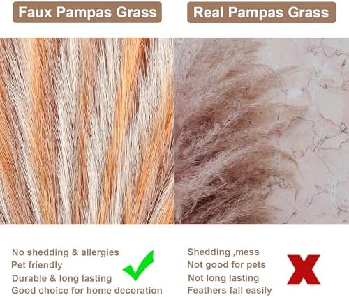 30PCS Faux Pampas Grass Brown Off White Orange17 for Vase Filler
