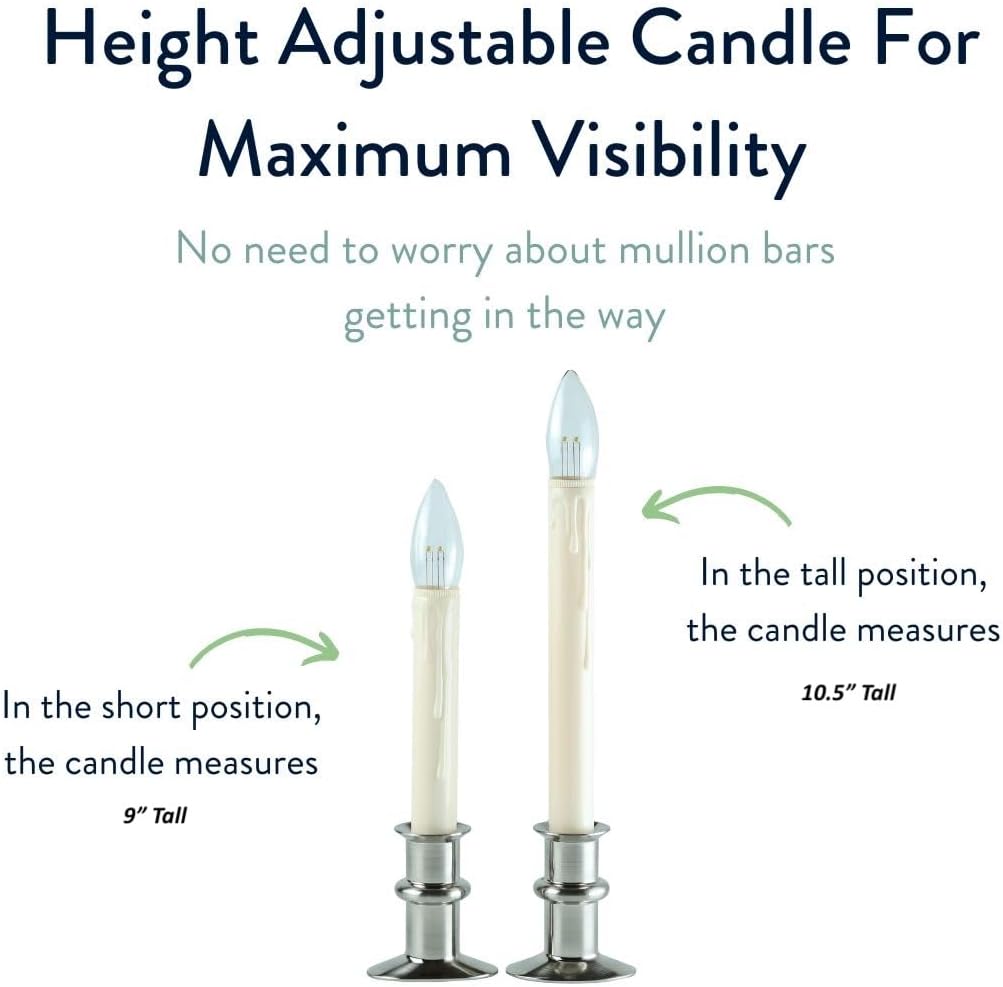 Celestial Lights Set of Four Battery Operated Remote Programmable Window Hugger Candle for Narrow Window Sills Daily