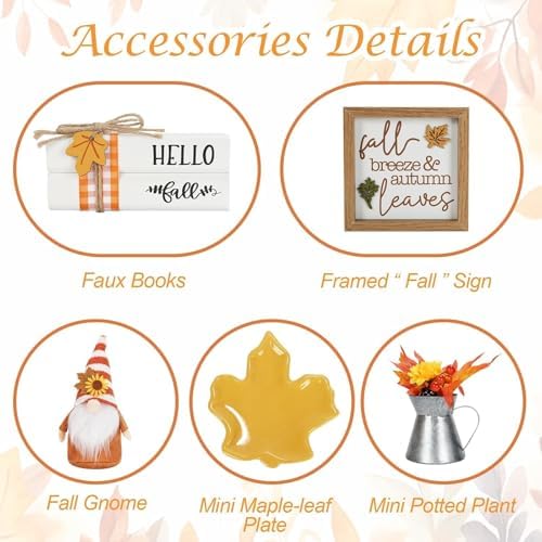 Fall Decorations for Home Indoor, Tabletop 8PCS Fall Tiered Tray Decor Set