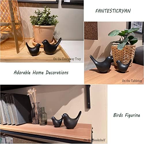 FANTESTICRYAN Small Birds Statues Home Decor, Modern Style, Black, S&L