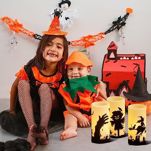 Scarecrow Halloween LED Flameless Pillar Candles with Remote Timer