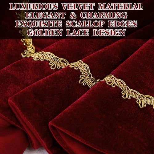 Arrowbash Red 48 Inch Christmas Tree Skirt Velvet Scallop Ddge