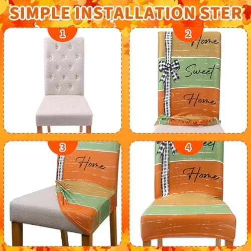 Mindsoft 6 Pcs Fall Chair Covers Pumpkin Dining Chair Slipcovers
