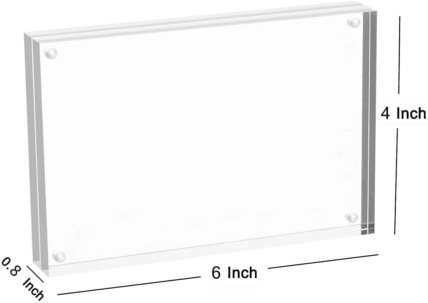 Meetu Acrylic Picture Frame 4x6,Clear Freestanding Double Sided 20mm Thickness Frameless Magnetic Photo Frames Desktop