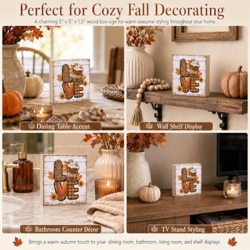 Fall Decorations for Home Pumpkin Spice Love Wood Sign Fall Decor