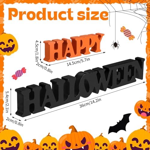 Yalikop Halloween Wooden Sign Blocks Happy Halloween Tabletop Decor