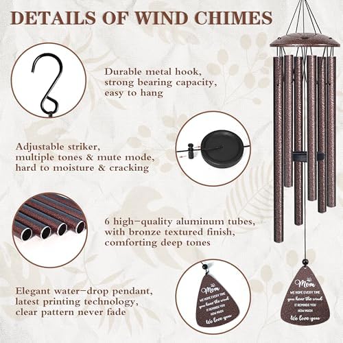 Gifts for Mom, 32" Bronze Wind Chimes, Mom Birthday Gifts from Daughter Son