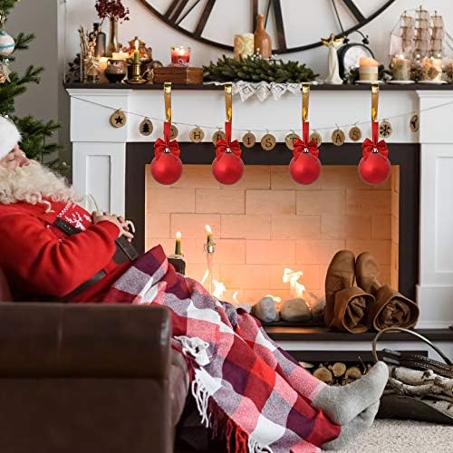 Christmas Stocking Holders Metal Stocking Hangers Non-Slip Christmas Stocking Hooks for Fireplace Mantle (Gold)