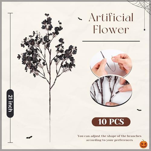 Der Rose 10Pcs Halloween Flowers Artificial Floral Stems for Gothic Decor