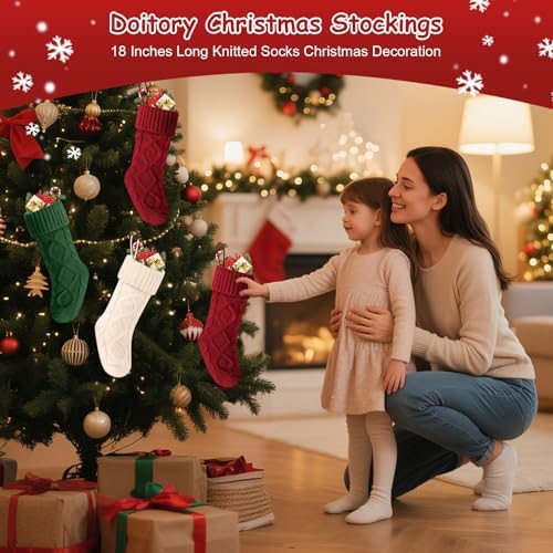 Christmas Stockings 18 Inches,Knitted Socks Christmas Decoration