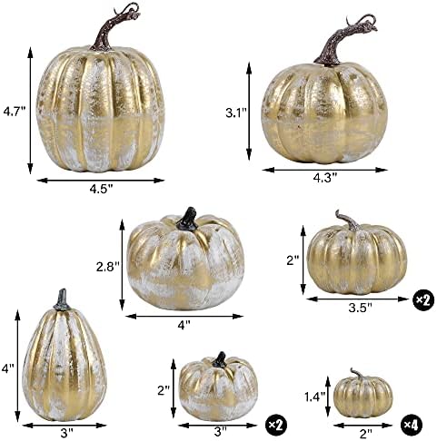 winemana 12 Pcs Pumpkin Fall Decorations, Golden Artificial Pumpkins