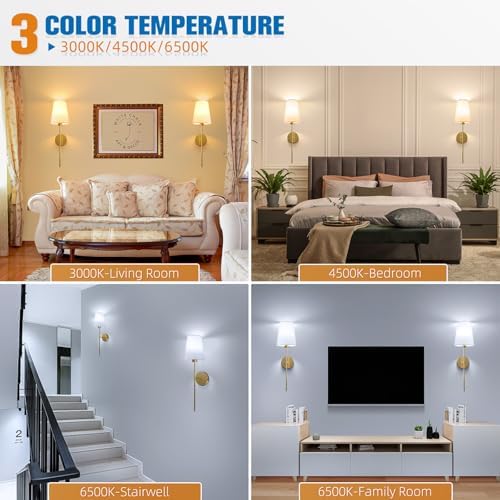 NIORSUN 25.4 inch Battery Operated Wall Sconce Set of 2,Gold Rechargeable Wall Lights with 10400mAh Dimmable Detachable