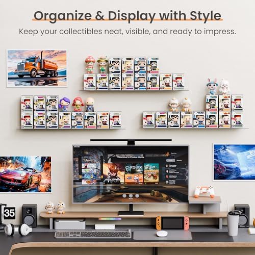 upsimples 15" x 4" Acrylic Shelves for Wall Storage and Organizer, 6 Pcs