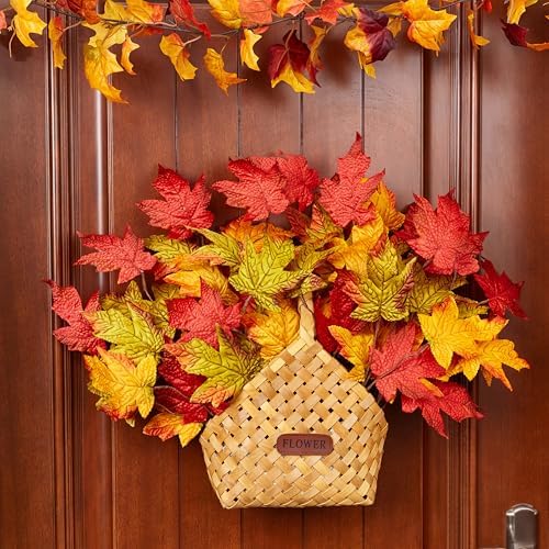 6 Pcs Fall Leaves Stems Fall Maple Leaves Silk Autumn Leaf Branch