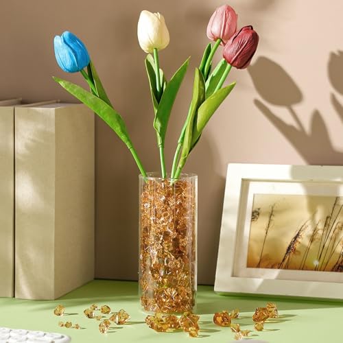 Syhood 570 Pcs Amber Acrylic Gems Plastic Crystals