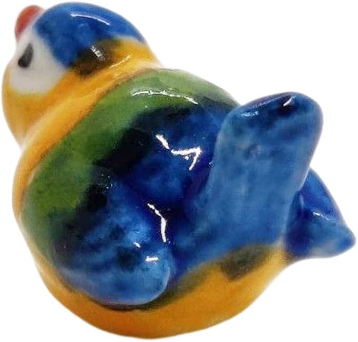 Tiny ⅝ Multicolor Sitting Eurasian Tit Bird Figurine / Tit 06 Mt Sit / Blue