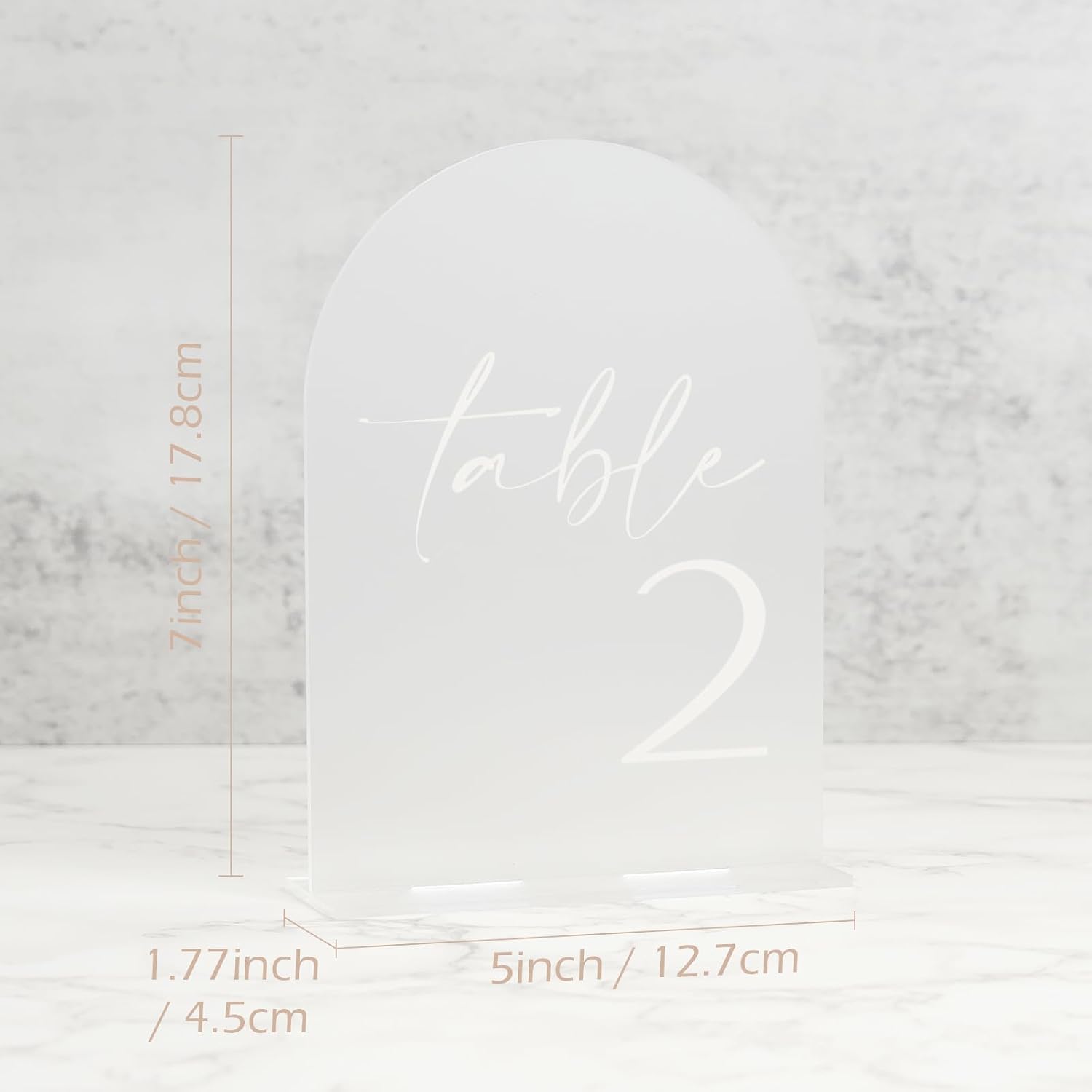 HOODO Frosted Arch Acrylic Wedding Table Numbers 1-10 with Stands, 5"x7" Arched Signs and Holders for Wedding