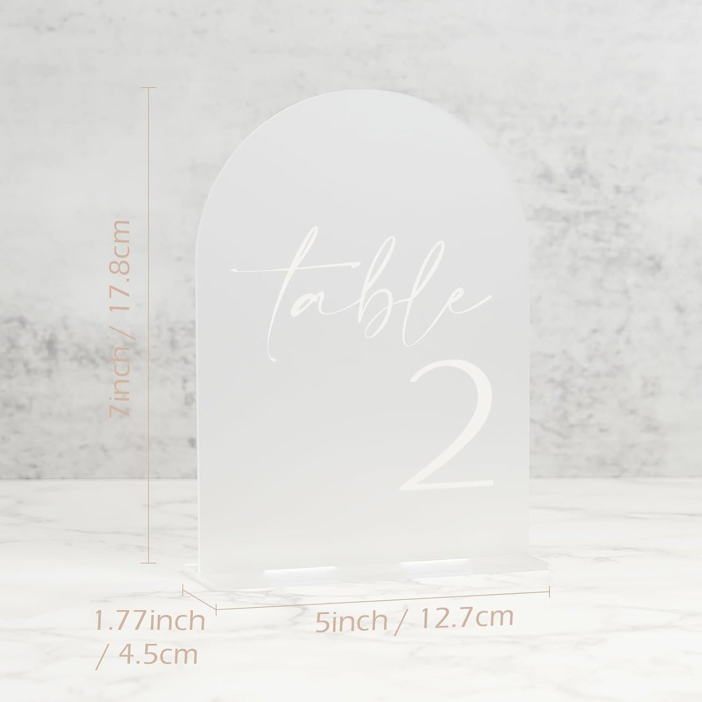 HOODO Frosted Arch Acrylic Table Numbers 1-20 with Stands, 5"x7" Acrylic Arch Signs and Holders, Frosted Table Numbers