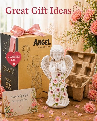 Nacome Solar Garden Outdoor Statues Angel with Succulent
