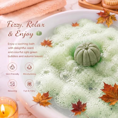 Lounsweer 50 Pack Little Pumpkin Bath Bombs Fall Baby Shower Favors,Green