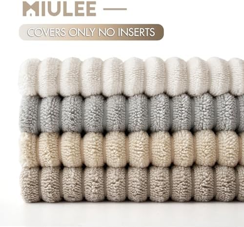 MIULEE Soft Corduroy Decorative Throw Pillow Covers Neutral Tan 18x18