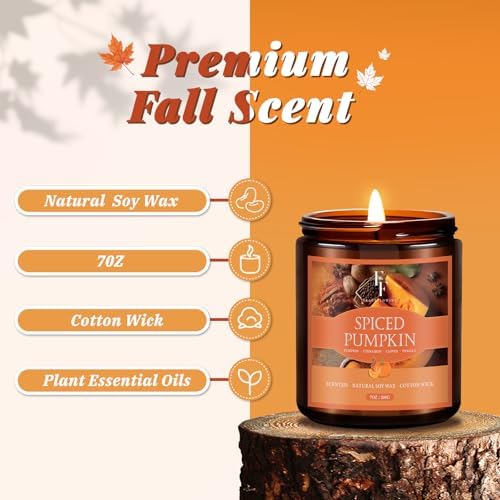 Fall Candles Set, 4 Pack Candles for Home Scented Natural Soy Wax, Autumn Gifts Set for Women Men, Fall Fragrance of