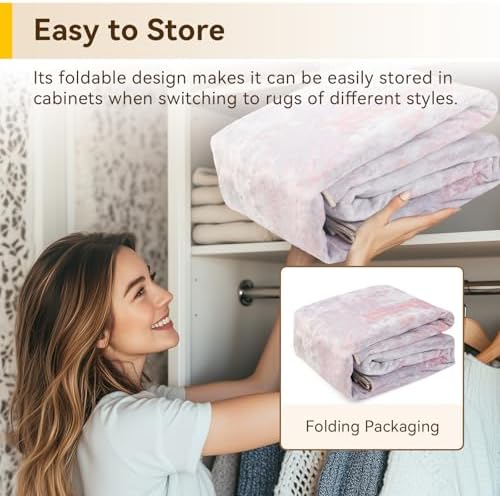 RELEANY Washable Square 8'x8' Area Rug for Living Room Gray Pink