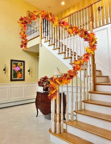 WOHOHOHO 4 Pack Fall Garland Maple Leaf Decorations, 5.9 Ft 72 Leaves Each