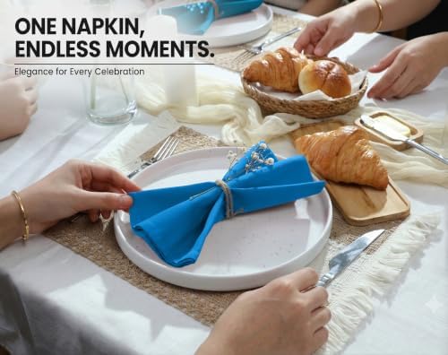 Ruvanti Cloth Napkins Set of 12, Cotton Enrich 18”x18” - Blue