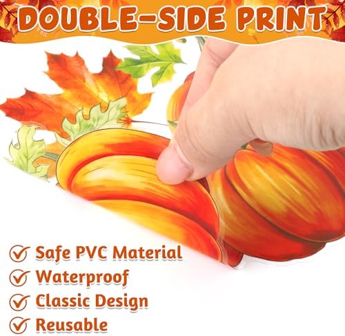 9 Sheets Autumn Window Stickers, Scarecrow Maple Leaves Pumpkin Nuts Decal Windwo Clings, Double Sided Fall Window Clings for Fall Decorations Decor Thanksgiving Accessories Indoor Outdoor