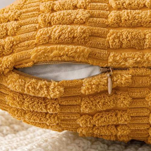 MIULEE Corduroy Decorative Throw Pillow Covers 20x20 Gold Yellow Pack of 2