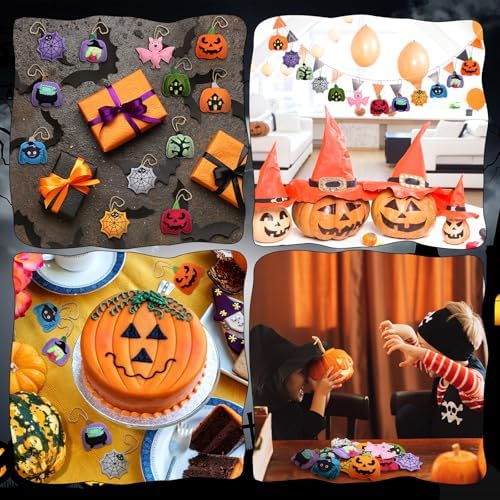SmoothNovelty 12 Pcs Halloween Felt Ornaments 3D Pumpkin Hanging Tree Decor
