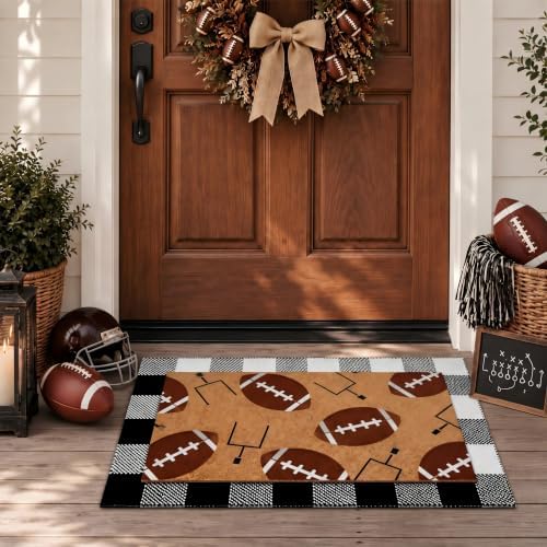 Tinideya 2 Pcs Football Layered Doormat Set for Front Porch Decor