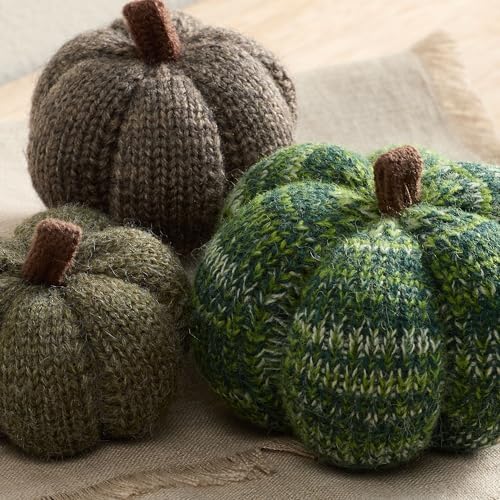 Set of 3 Cozy Mini Knit Pumpkins (Juniper Multi-Size Set)