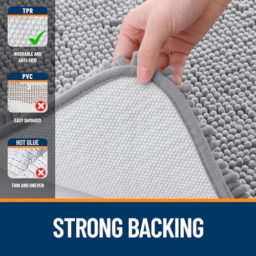 OLANLY Small Bathroom Rugs 24x16, Extra Soft Absorbent Chenille Bath Rugs