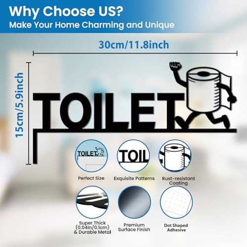 CUTHOLLOW Humorous Toilet Door Topper Sign Metal Wall Art Decor
