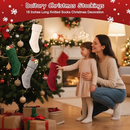 Christmas Stockings 18 Inches,Knitted Socks Christmas Decoration