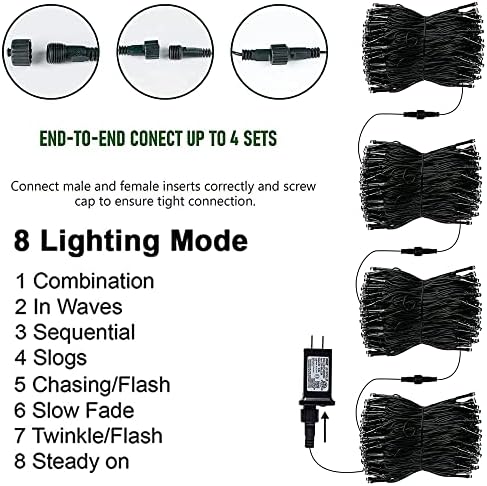 TW SHINE Halloween Lights, 400 LED 132FT Outdoor Halloween Lights Plug in with 8 Modes, Waterproof Christmas Light Outdoor, Indoor Decorations for Party Yard Haunted House Decor, Purple