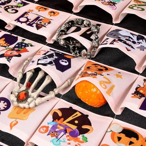 HOWAF Fabric Halloween Advent Calendar (Countdown to Halloween), 31 Days Mystery Happy Halloween Countdown Calendar with 31 Pockets for Halloween Party Holiday Home Wall Decoration
