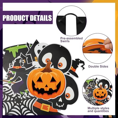 Halloween Party Decorations Happy Halloween Banner Ghost Pumpkin Witches Hanging Swirls Spooky Ceiling Hanging Streamers for Home Indoor Outdoor Halloweens Theme Party Decorations