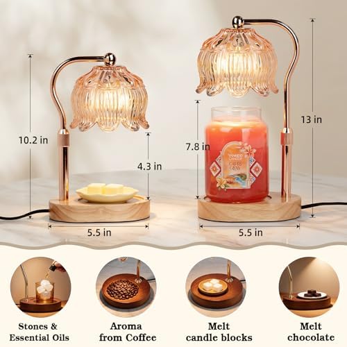 Funistree Flower Candle Warmer Lamp with Timer, Dimmable Candle Lamp Warmer, Christmas Birthday Gifts for Women Mom
